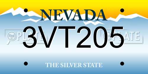 3VT205 Nevada License Plate