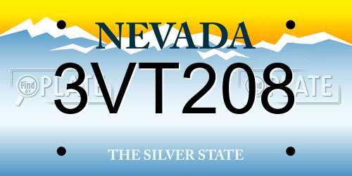 3VT208 Nevada License Plate