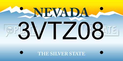 3VTZ08 Nevada License Plate