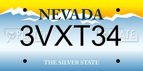 3VXT34 Nevada License Plate