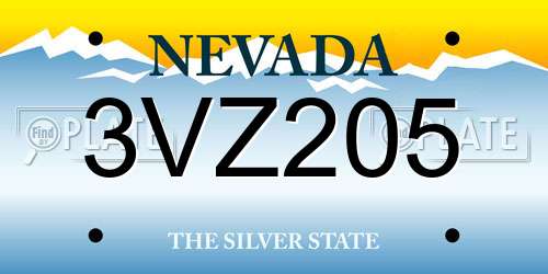 3VZ205 Nevada License Plate