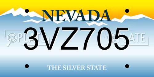 3VZ705 Nevada License Plate