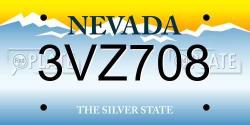 3VZ708 Nevada License Plate