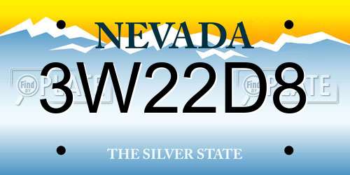 3W22D8 Nevada License Plate