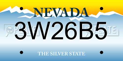 3W26B5 Nevada License Plate