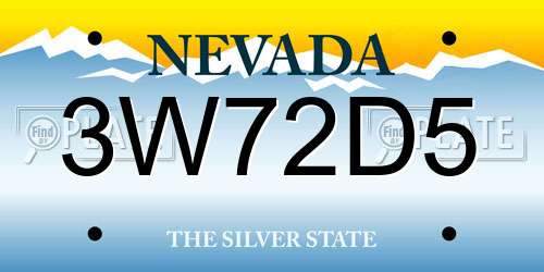 3W72D5 Nevada License Plate