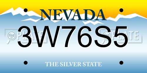 3W76S5 Nevada License Plate