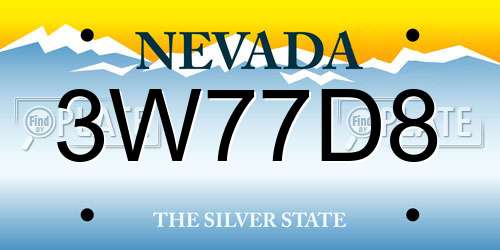 3W77D8 Nevada License Plate
