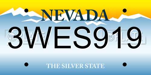 3WES919 Nevada License Plate