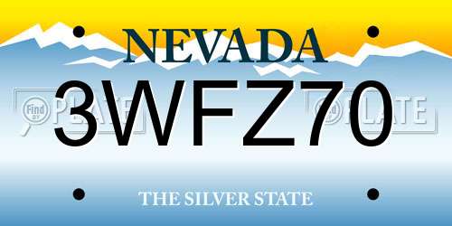 3WFZ70 Nevada License Plate
