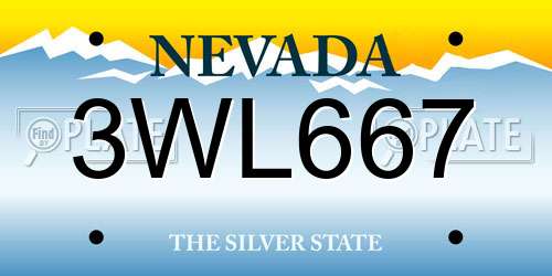 3WL667 Nevada License Plate