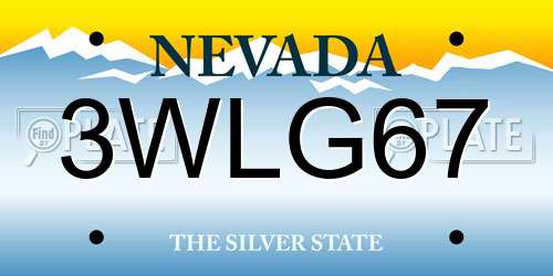 3WLG67 Nevada License Plate