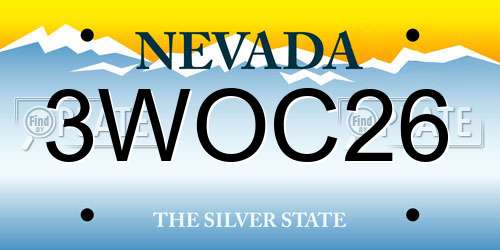 3WOC26 Nevada License Plate