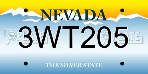 3WT205 Nevada License Plate