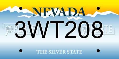 3WT208 Nevada License Plate