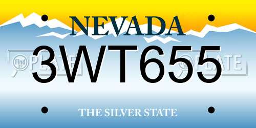 3WT655 Nevada License Plate