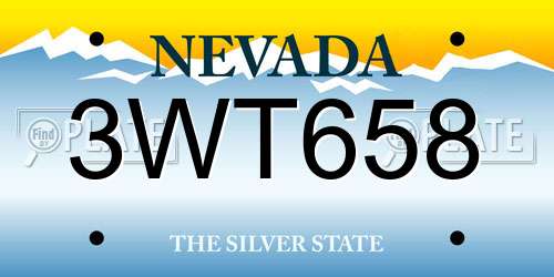 3WT658 Nevada License Plate