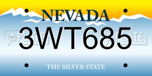 3WT685 Nevada License Plate
