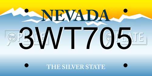 3WT705 Nevada License Plate