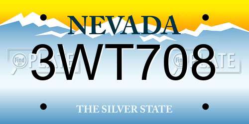 3WT708 Nevada License Plate