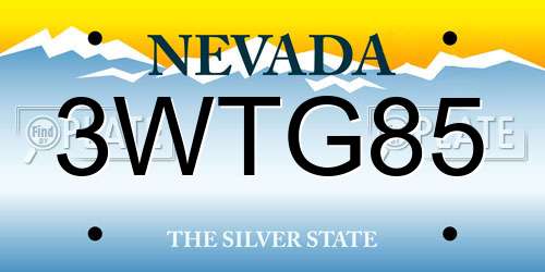 3WTG85 Nevada License Plate
