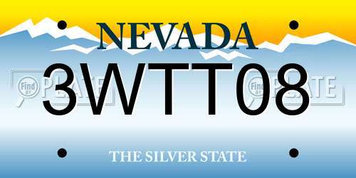 3WTT08 Nevada License Plate