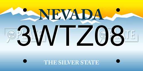 3WTZ08 Nevada License Plate
