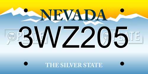 3WZ205 Nevada License Plate