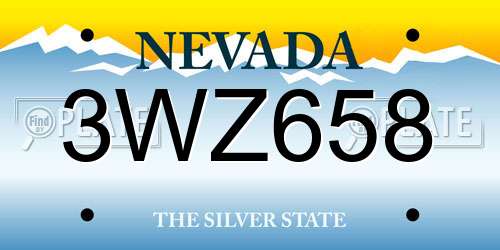 3WZ658 Nevada License Plate
