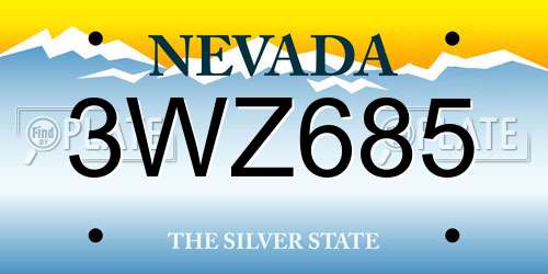 3WZ685 Nevada License Plate