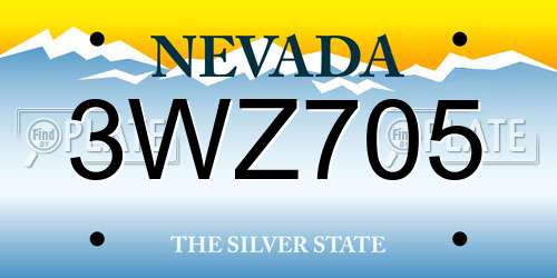 3WZ705 Nevada License Plate