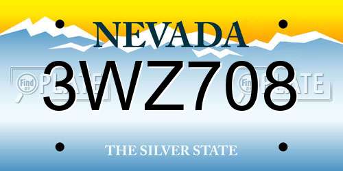 3WZ708 Nevada License Plate