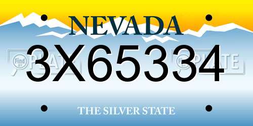 3X65334 Nevada License Plate