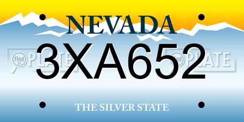 3XA652 Nevada License Plate
