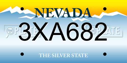 3XA682 Nevada License Plate