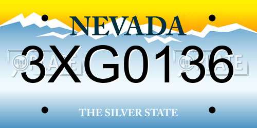 3XG0136 Nevada License Plate