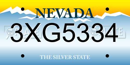 3XG5334 Nevada License Plate
