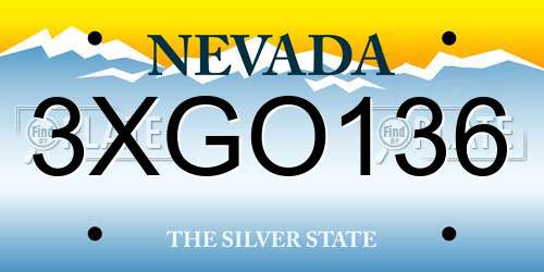 3XGO136 Nevada License Plate