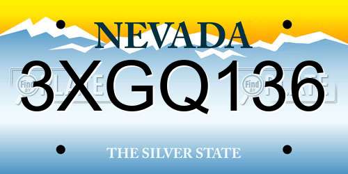 3XGQ136 Nevada License Plate