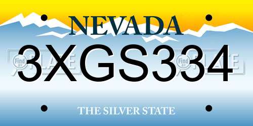 3XGS334 Nevada License Plate