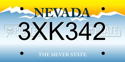3XK342 Nevada License Plate
