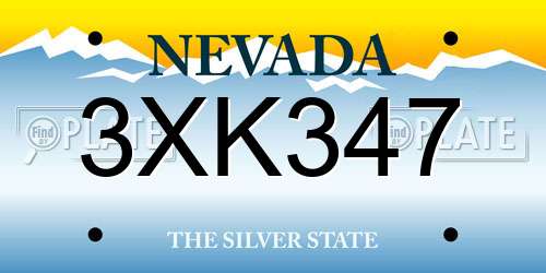 3XK347 Nevada License Plate