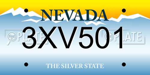 3XV501 Nevada License Plate