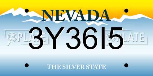 3Y36I5 Nevada License Plate