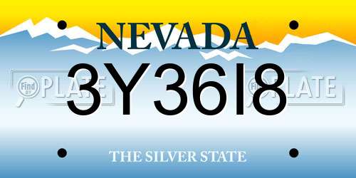 3Y36I8 Nevada License Plate