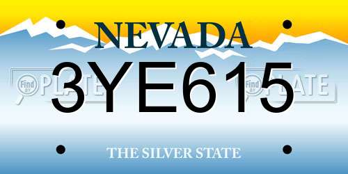 3YE615 Nevada License Plate