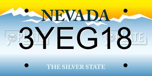 3YEG18 Nevada License Plate