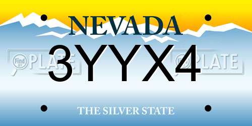 3YYX4 Nevada License Plate