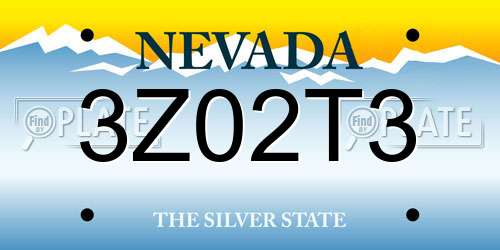 3Z02T3 Nevada License Plate
