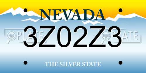 3Z02Z3 Nevada License Plate